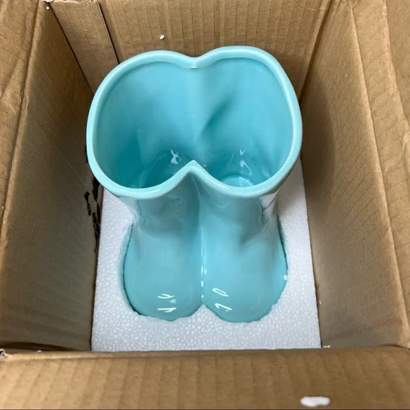 ❌SOLD❌ Rae Dunn NWT FRESH HERBS Rain Boots Planter Aqua Blue Green 6” Planter - Picture 8 of 16